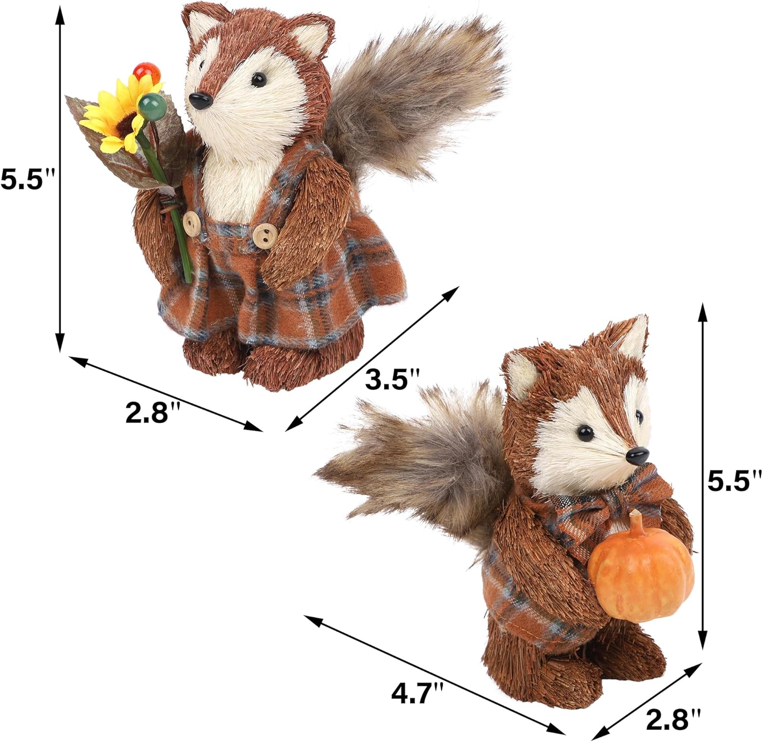 Winemana 2 Pack Fall Decor Sisal Fox Figurines