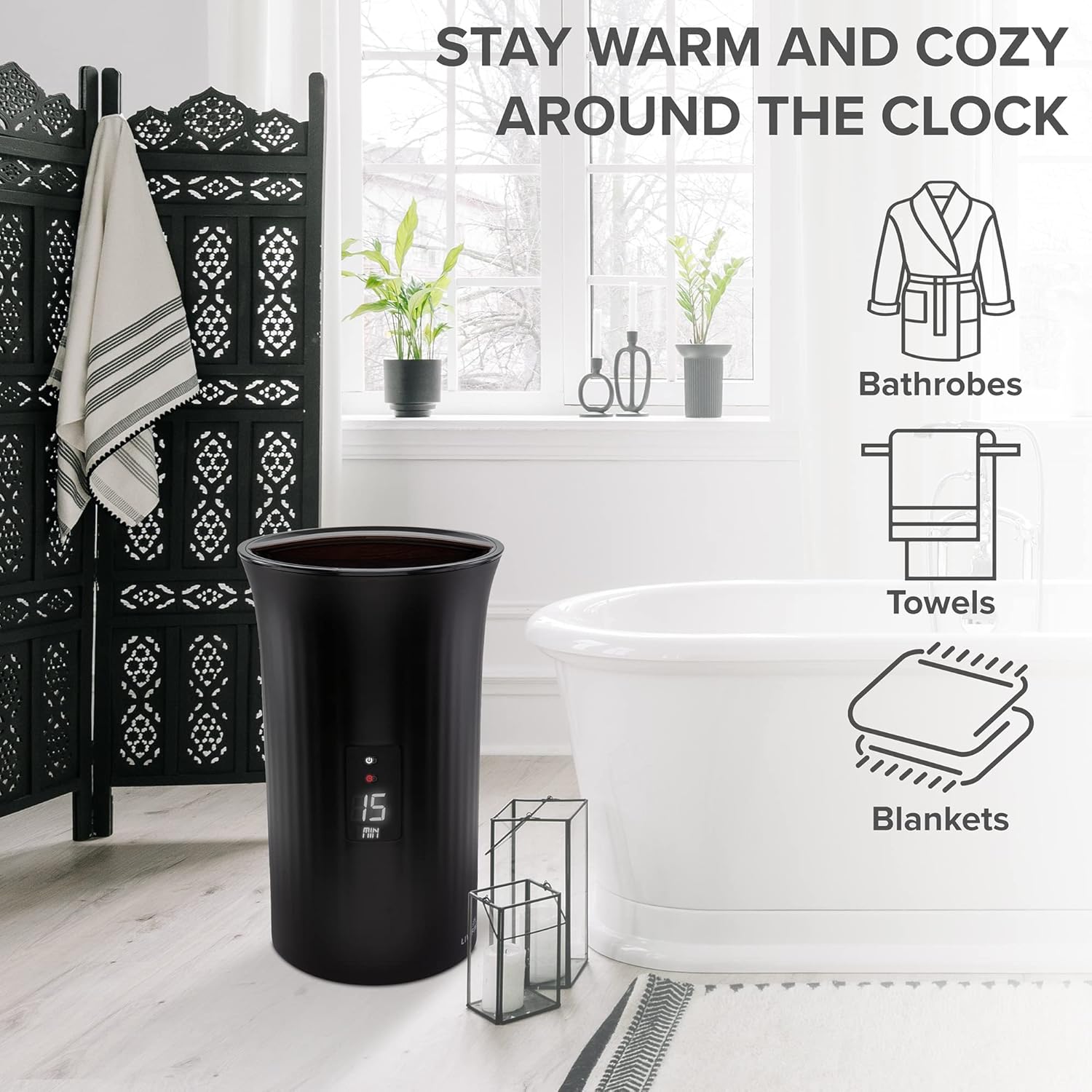 Live Fine Towel Warmer with LED Timer and Auto Shut-Off