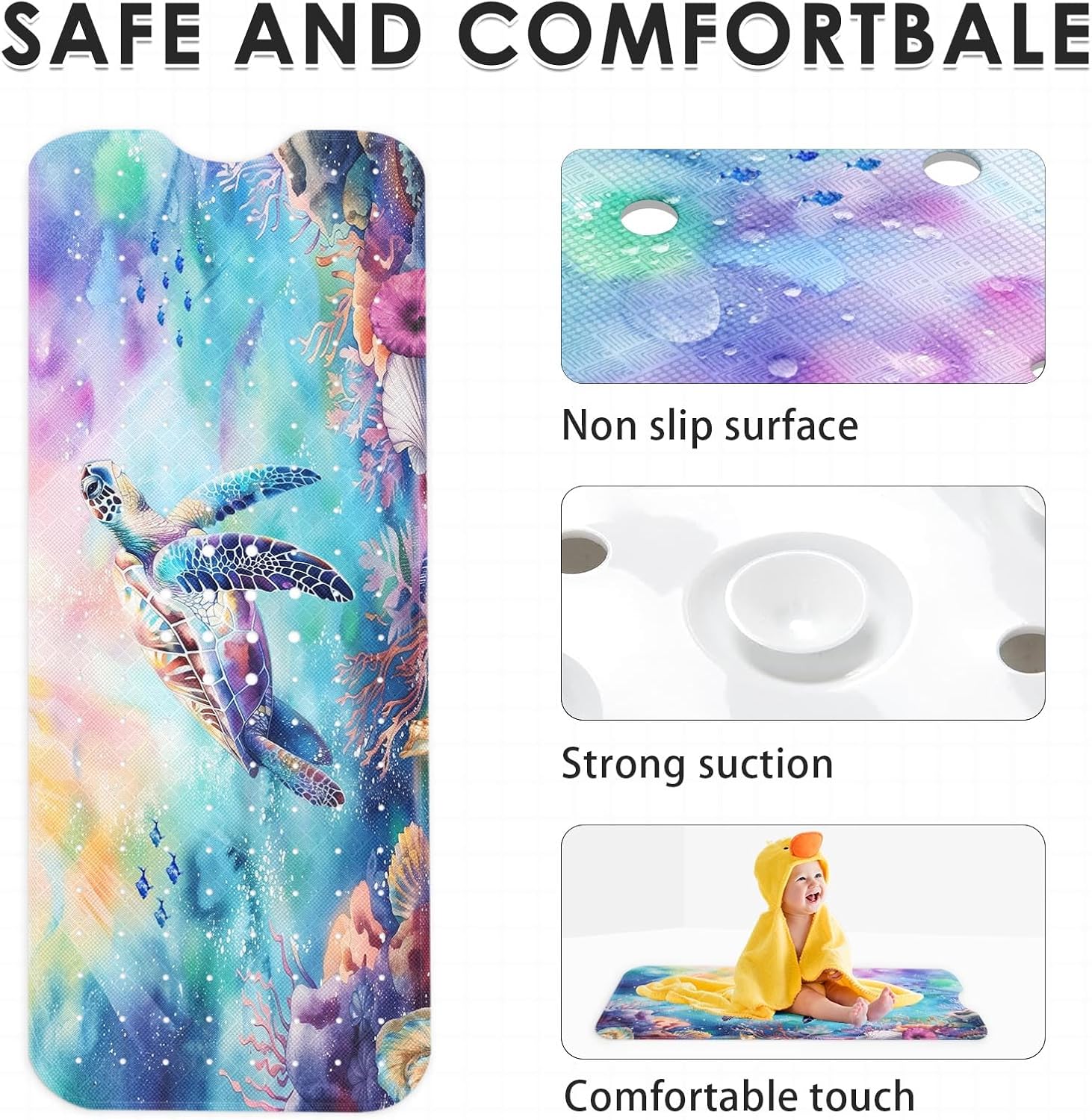 Culudea Purple Sea Turtle Bath Mat 40X16 Inch