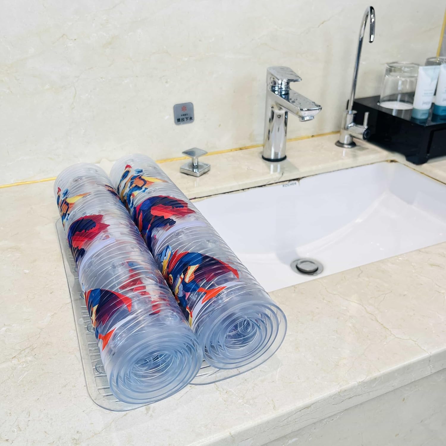 AZONEIN Non-Slip Bath Mat for Toddlers with Cartoon Design