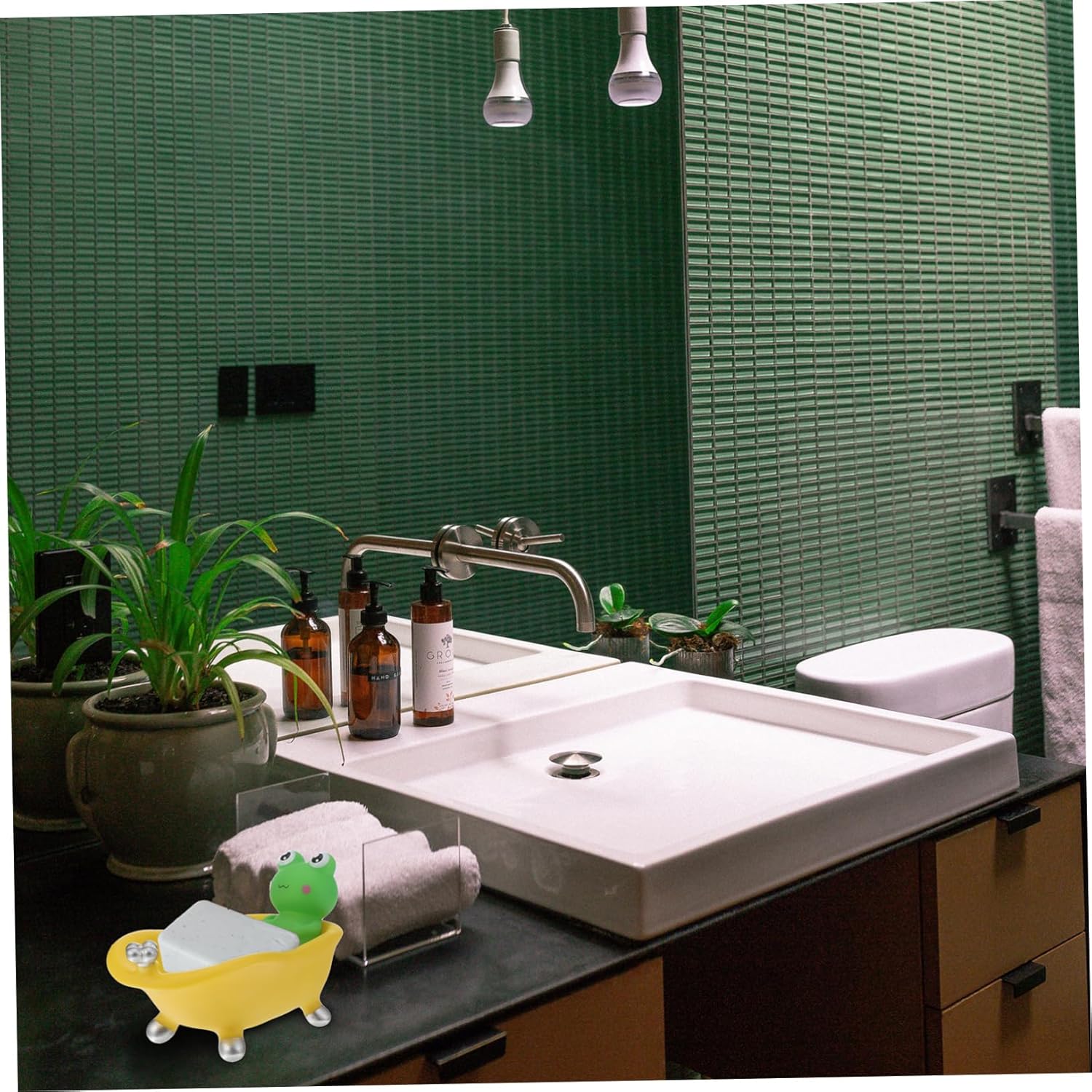 FONDOTIN 1Pc Cartoon Frog Soap Dish with Drain