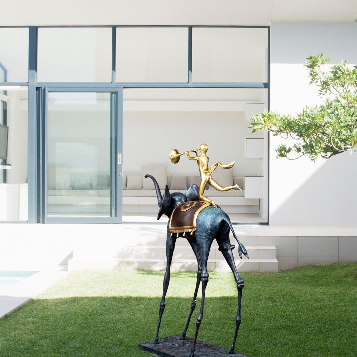 Blue Bronze Elephant Sculpture - 256 Tall Home Dcor
