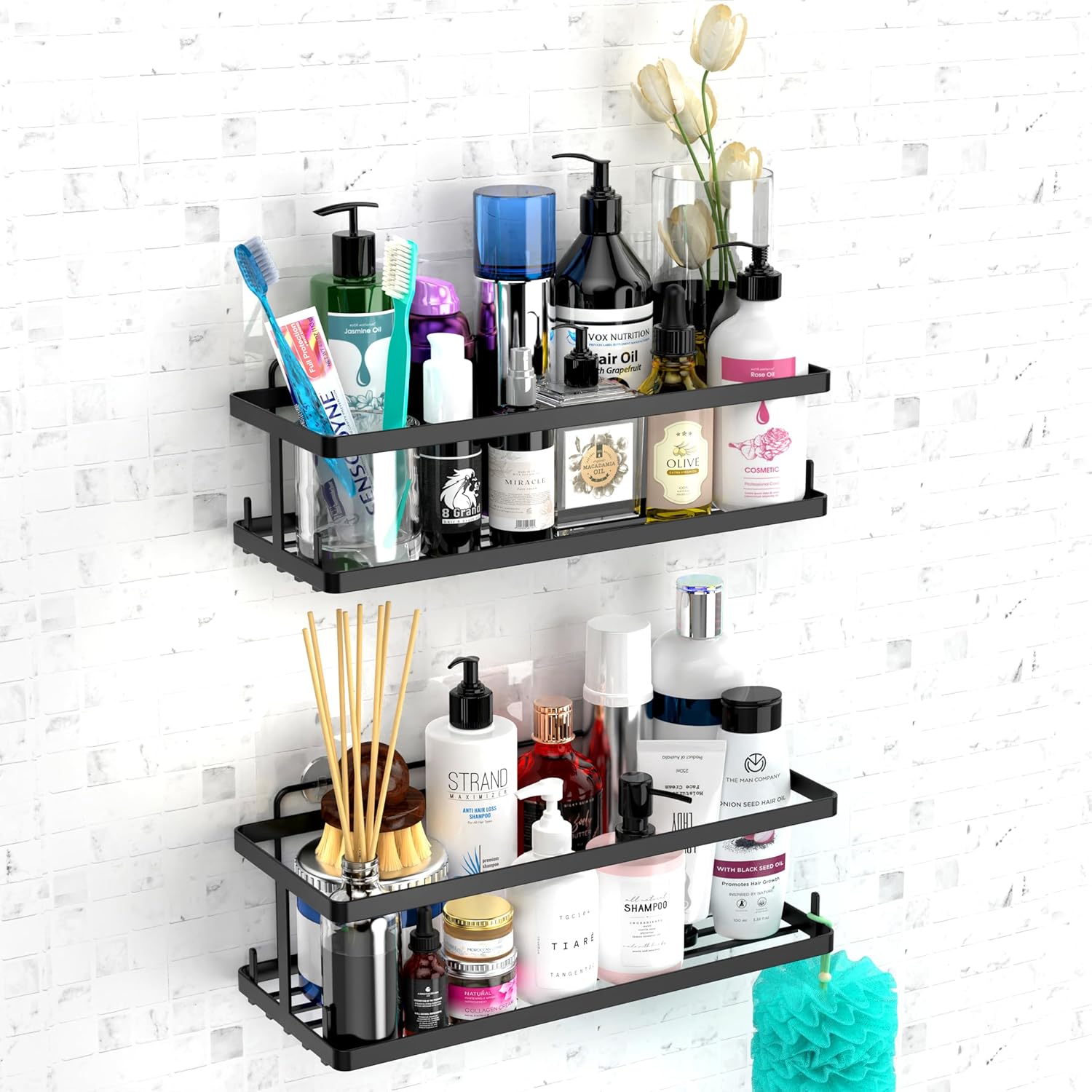 Comelyjewel Set of 6 Black Suction Cup Shower Caddy