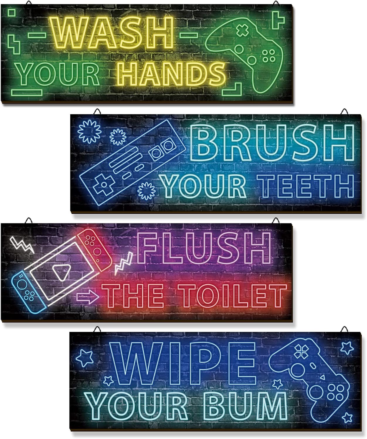 YLOLUL Neon Gaming Wall Art Set for Boys