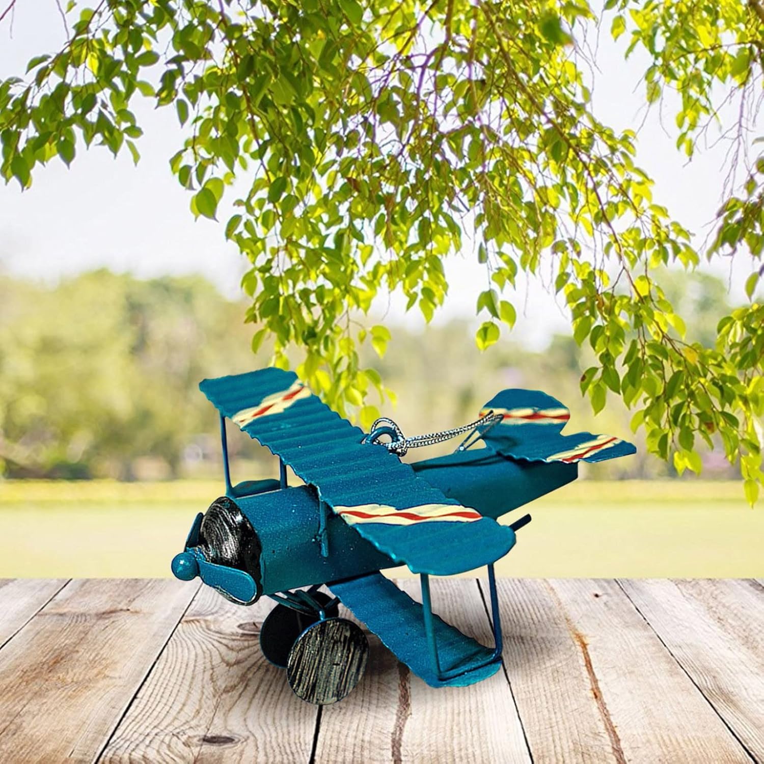 Nudsfuii Metal Mini Retro Biplane Statue