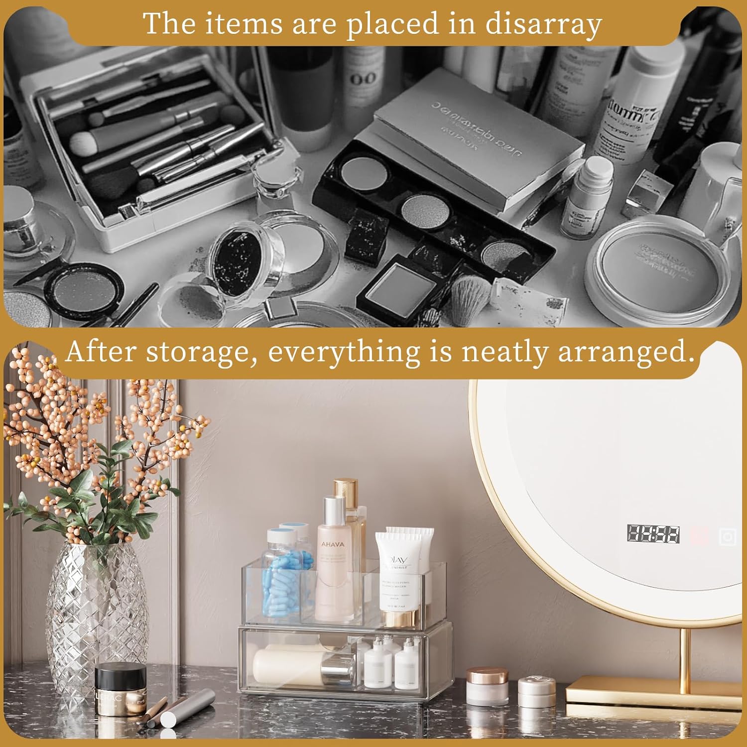 EAROND 2 Tier Medicine Cabinet Organizer with Removable Dividers