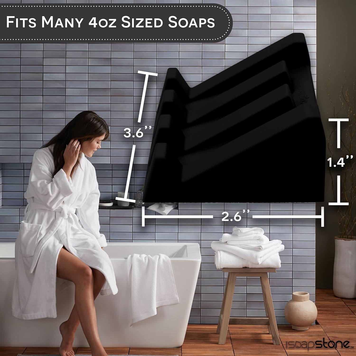iSoapStone Silicone Soap Dish 2-Pack Black