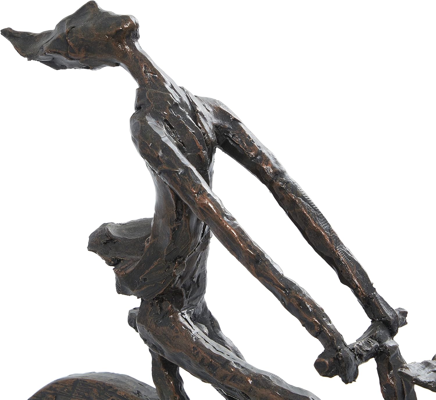 Deco 79 Polystone People Statue with Bike Brass