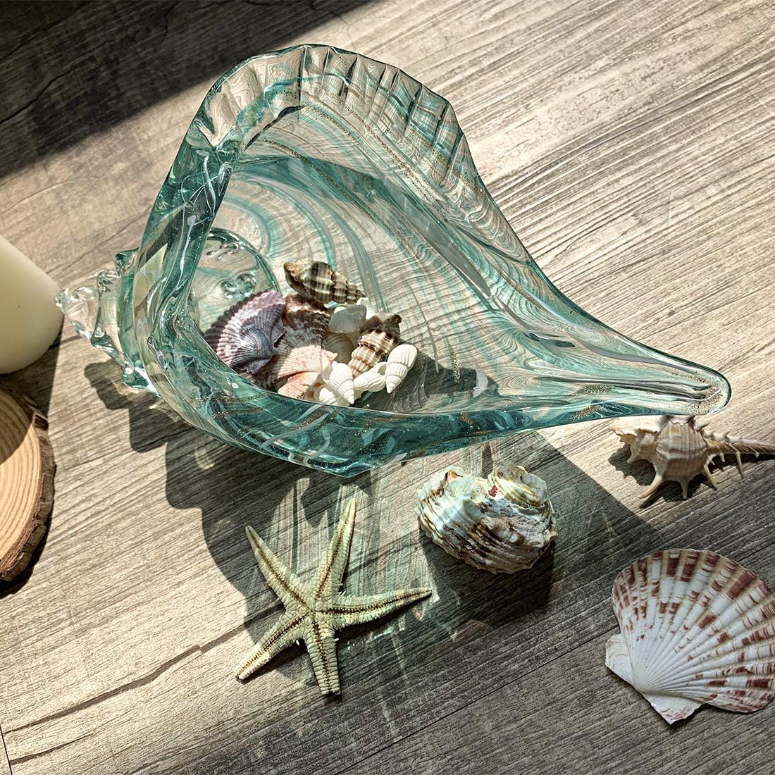 QFkris Hand Blown Glass Conch Figurine Home Decor 1