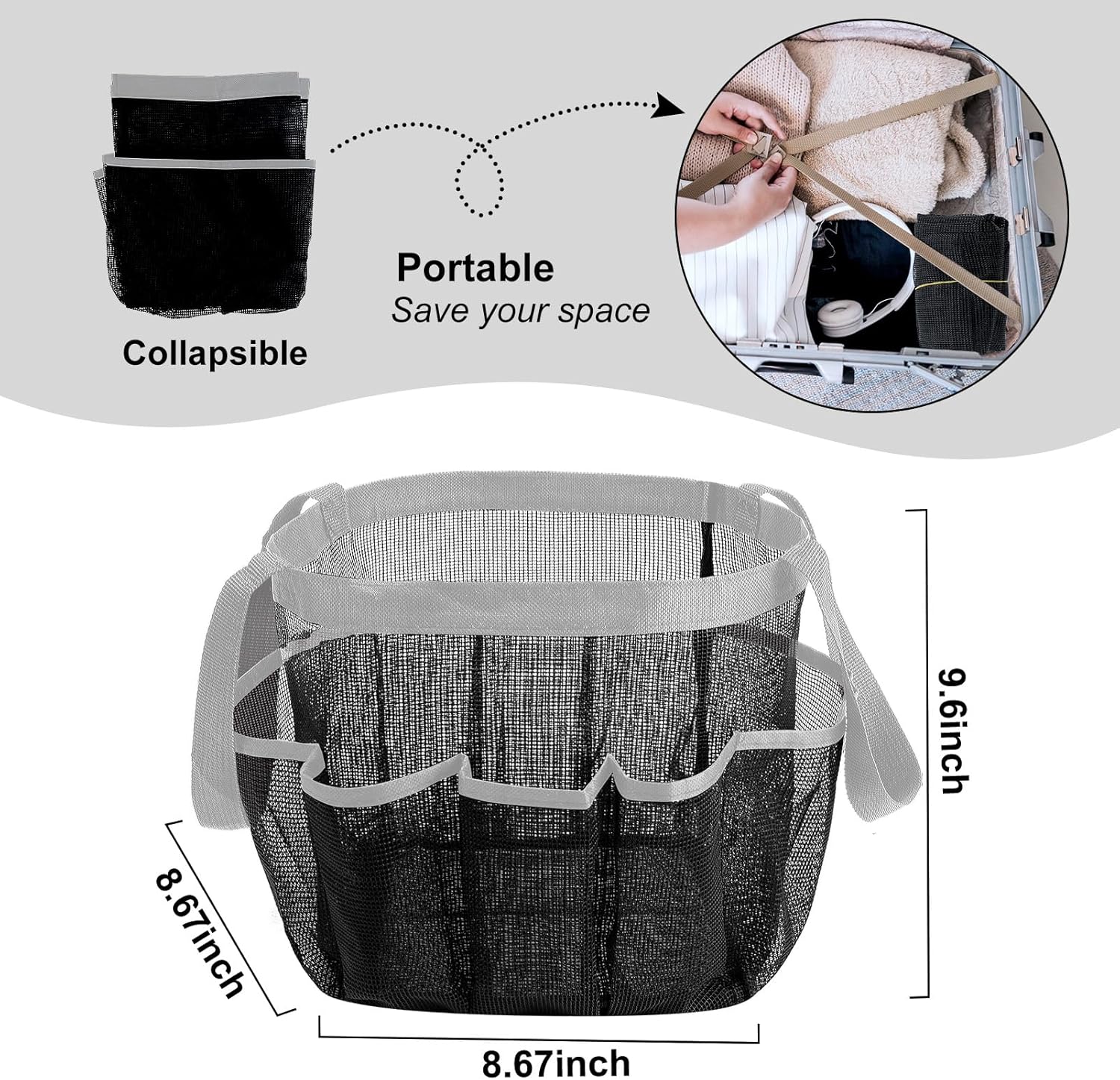 Attmu Mesh Shower Caddy Portable for Dorm Room and Travel