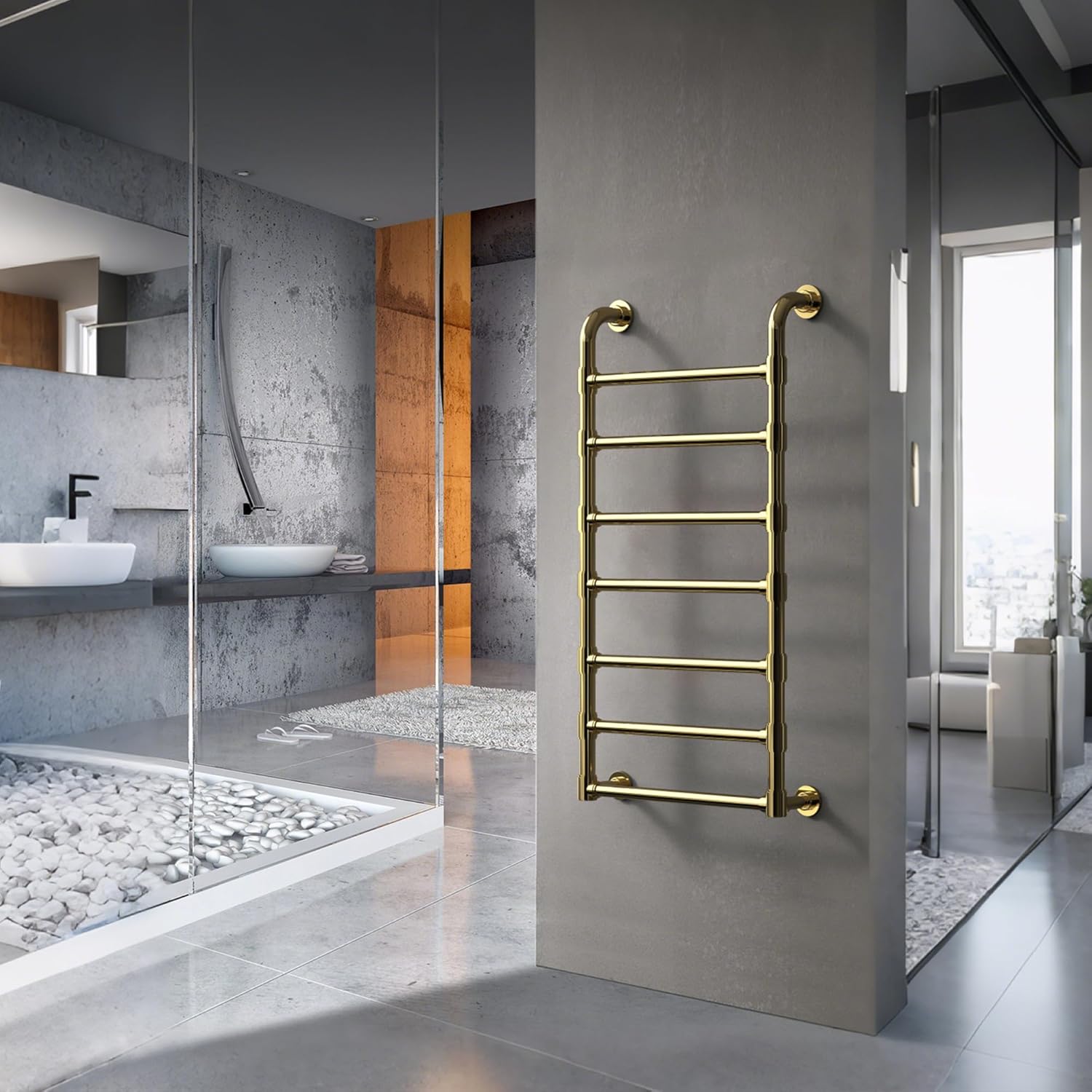 PBhusri Gold Radiator Towel Rail 1969 W x 393 H