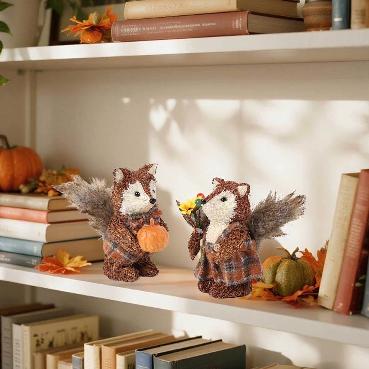 Winemana 2 Pack Fall Decor Sisal Fox Figurines