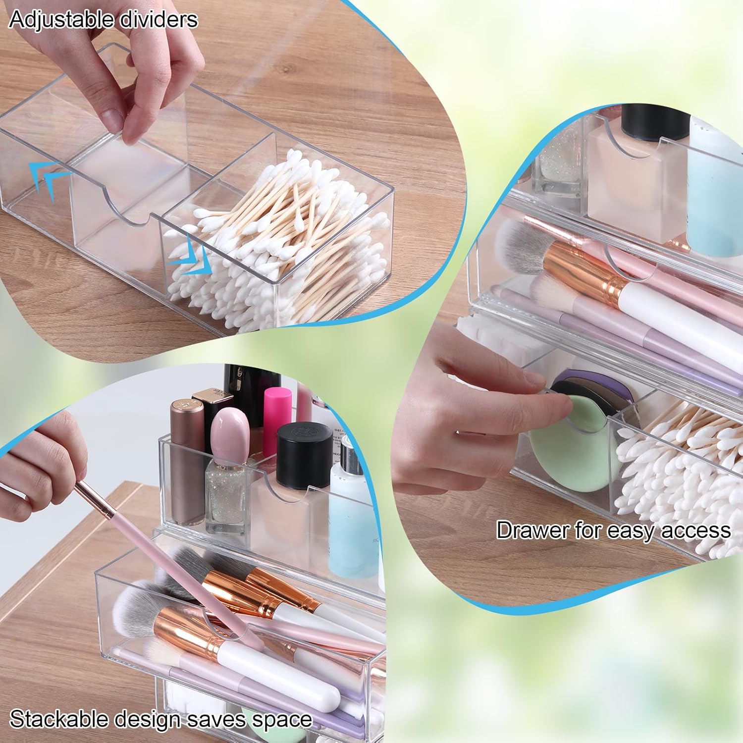 3 Packs Medicine Cabinet Organizer with 3 Drawers and Removable Dividers 1
