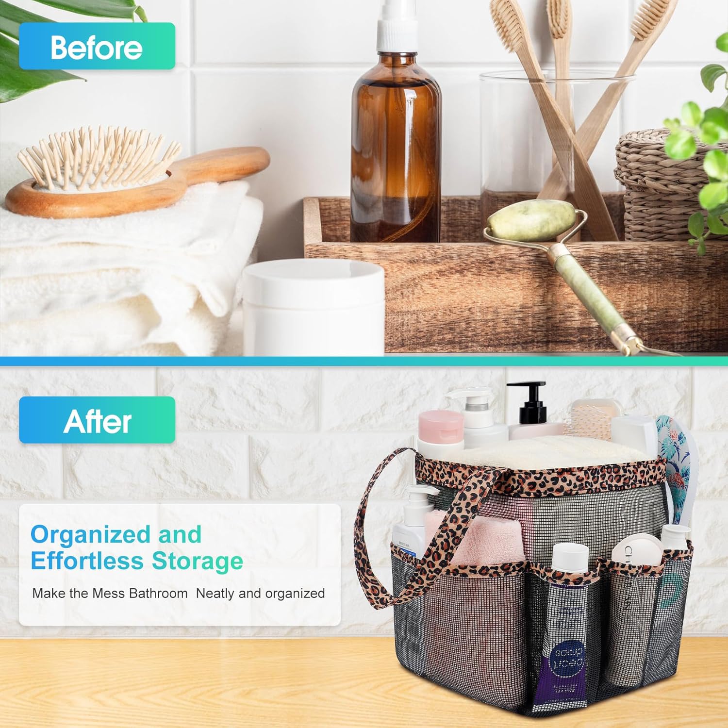 Attmu Portable Mesh Shower Caddy with 8 Pockets