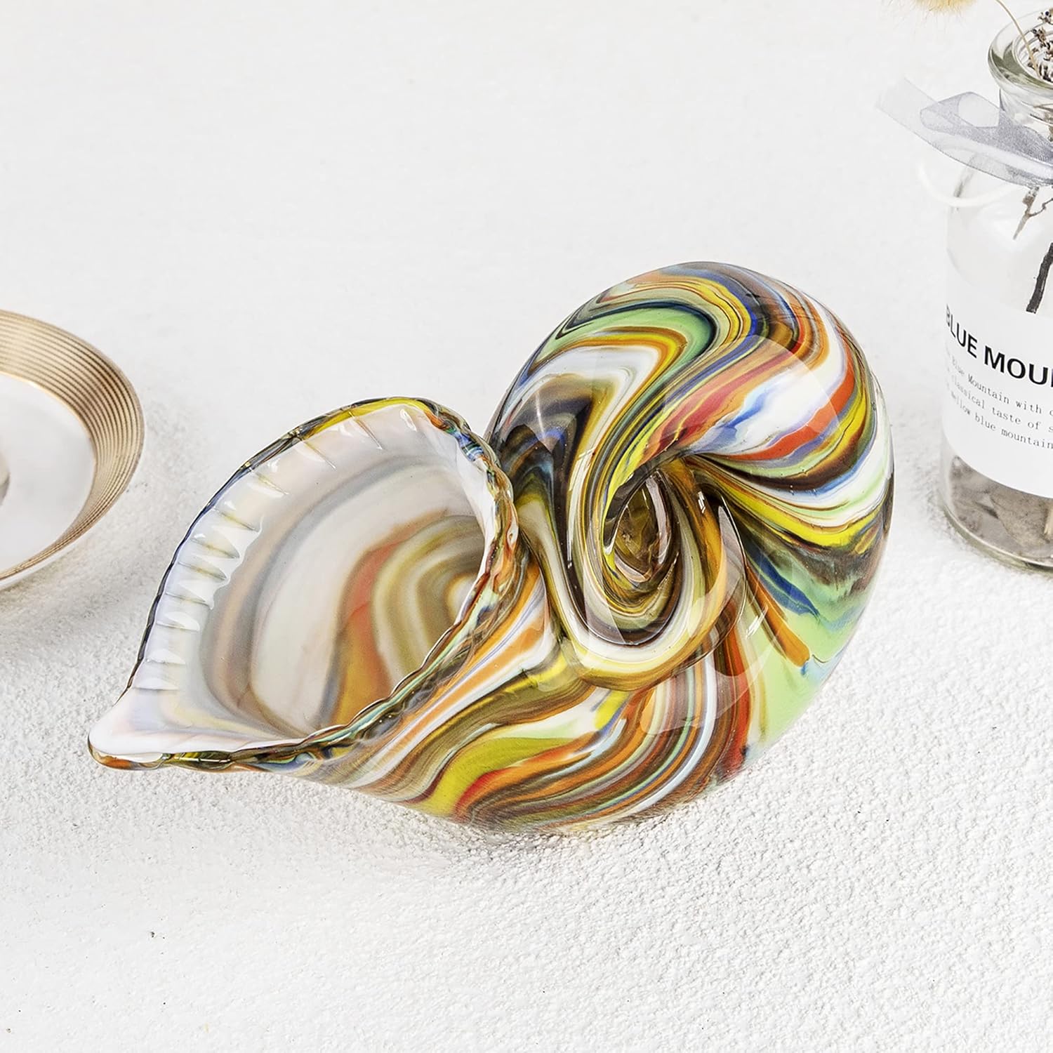 QFkris Multicolor Glass Nautilus Conch Figurine 1
