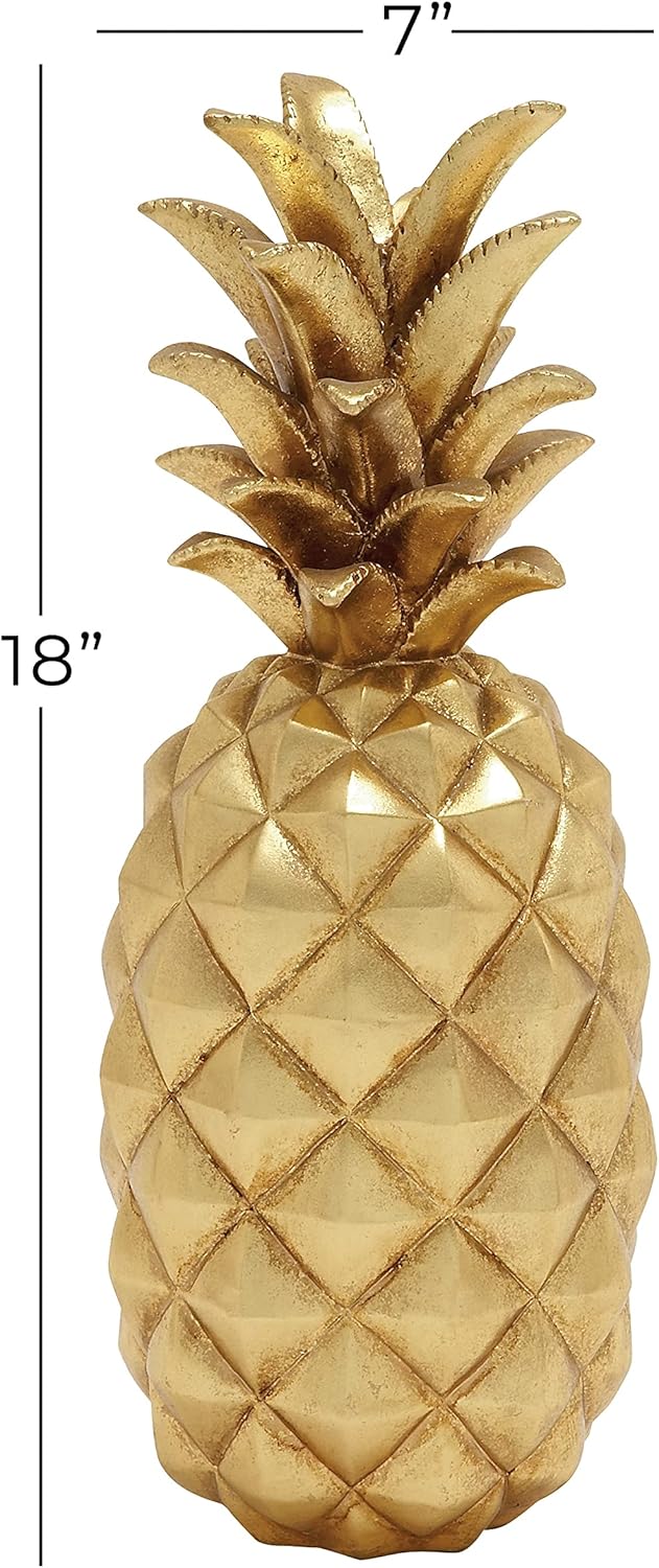 Deco 79 Gold Pineapple Polystone Sculpture 7x7x18