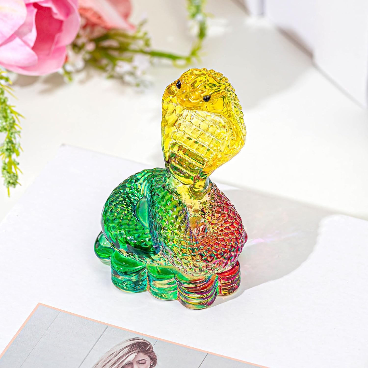 35 Inch Crystal Snake Figurine Collectible Art Decor