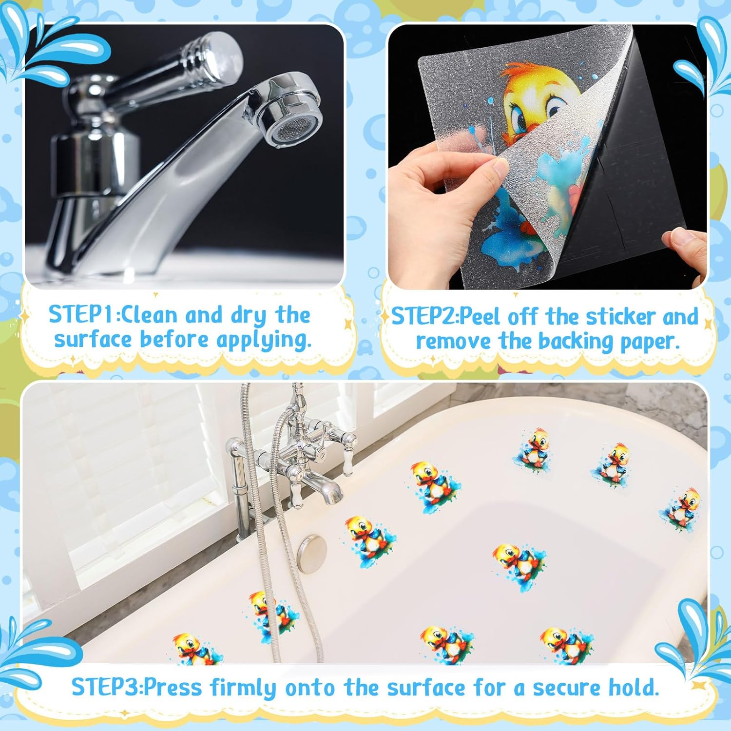 Duraaamo 12 Pcs Non Slip Bathtub Stickers with Scraper