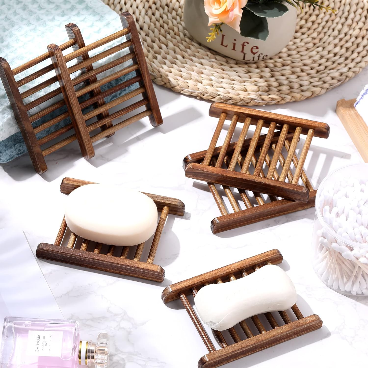 Amyhill Bamboo Soap Dish Holder 80 Packs