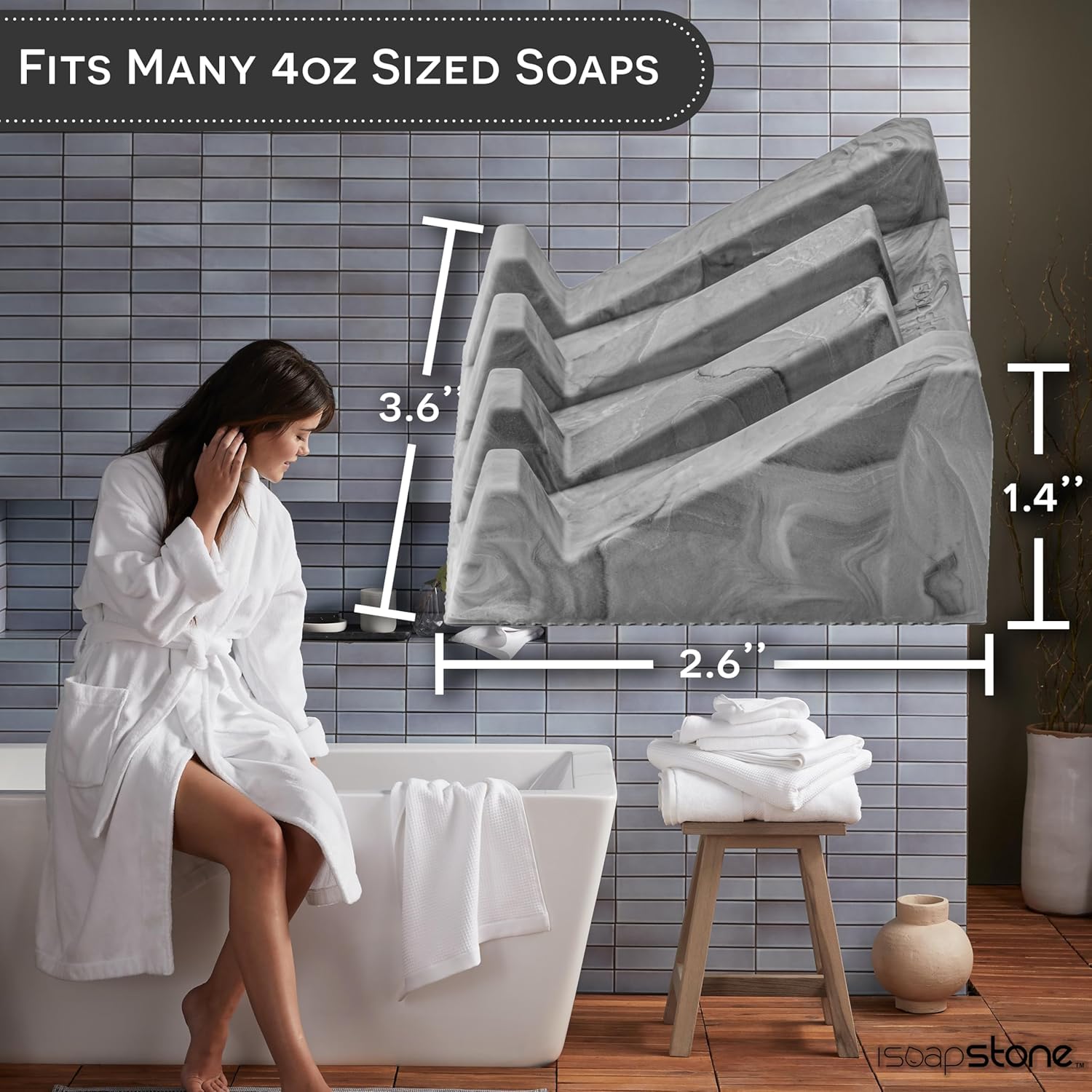 iSoapStone Silicone Soap Dish with Dark Marble Design