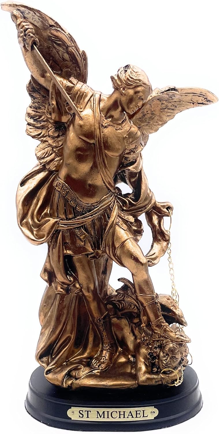 RUSTIX Saint Michael Statue Defeating Satan 85 Inch Bronze