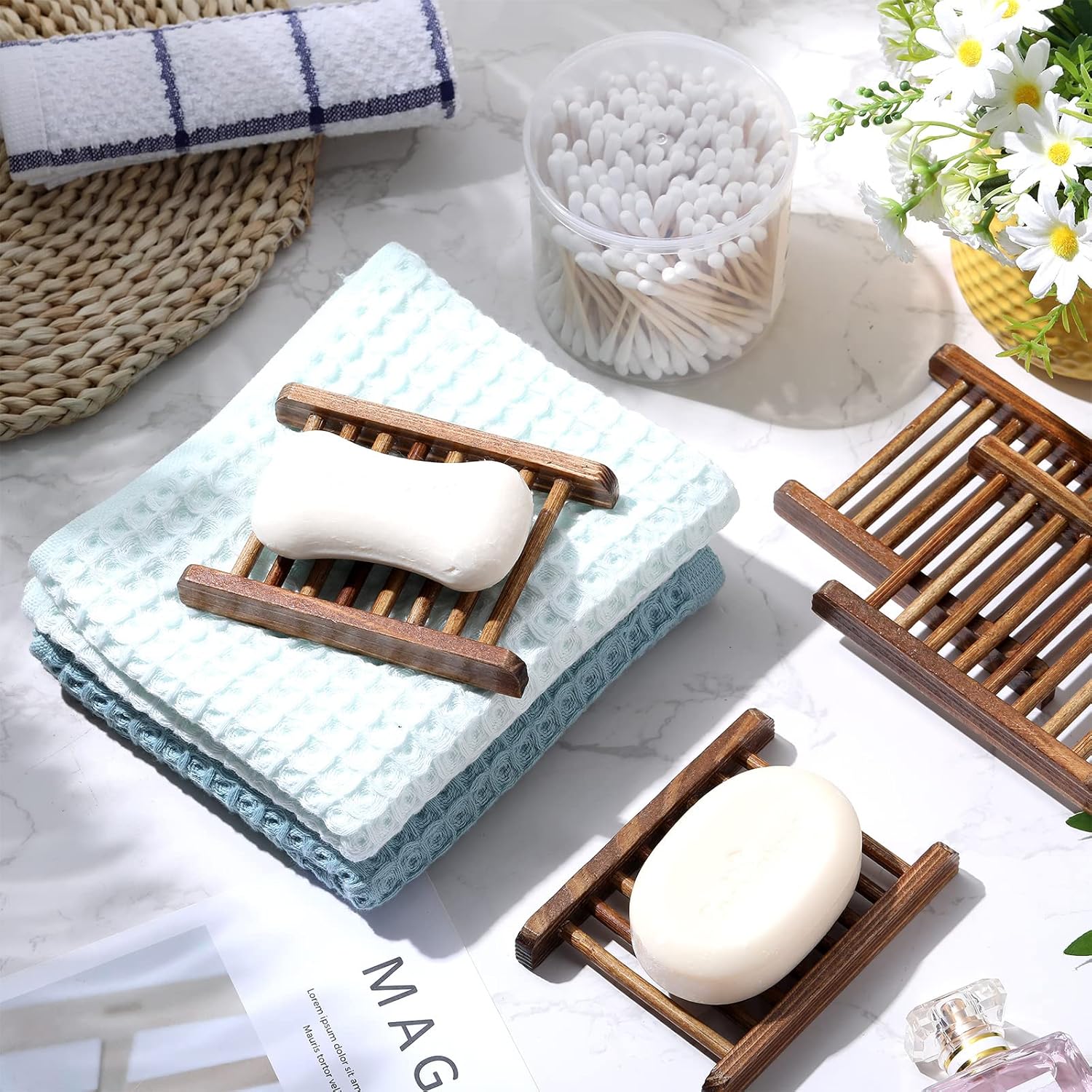 Amyhill Bamboo Soap Dish Holder 80 Packs