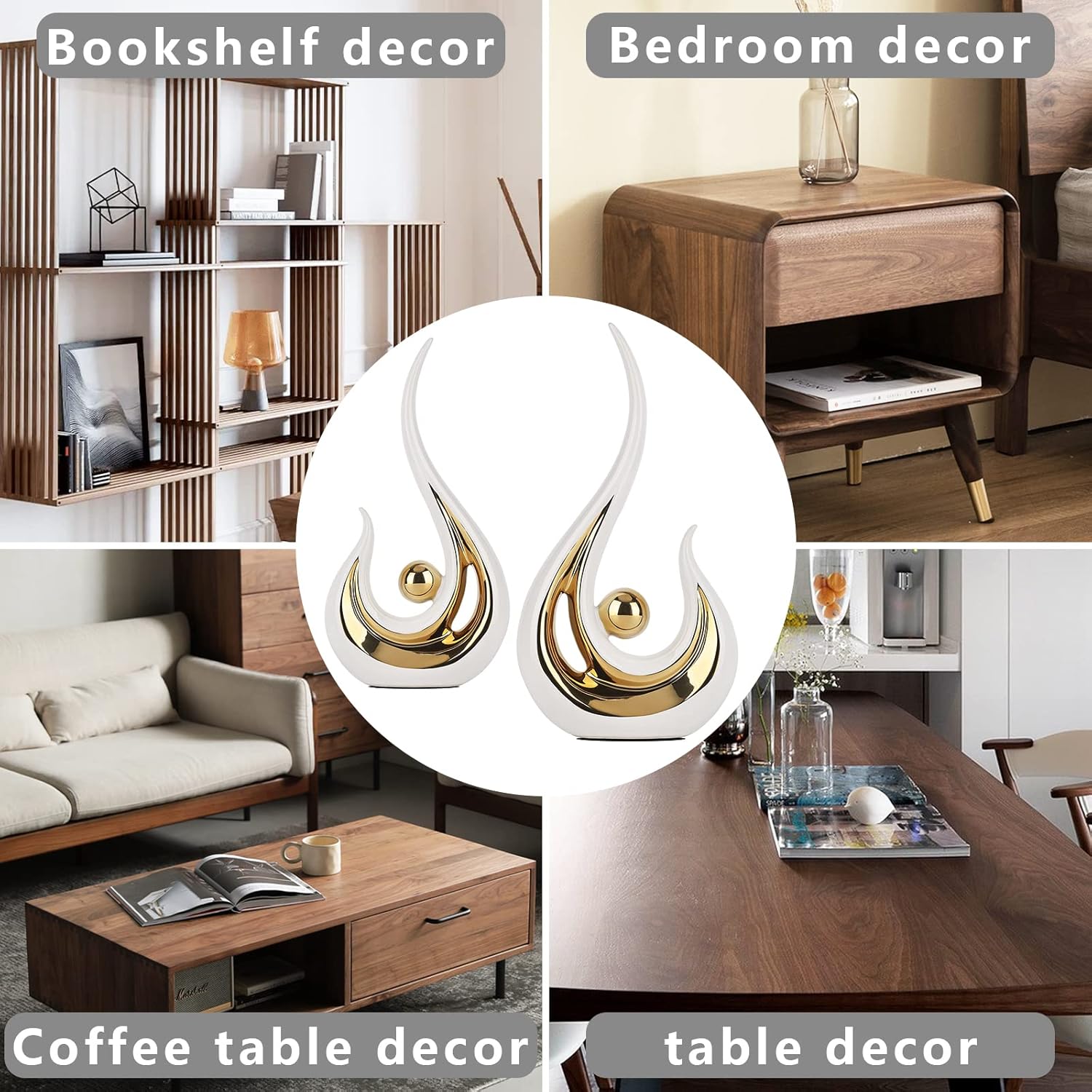 LCCCK Modern Ceramic Flame Statue for Home Decor