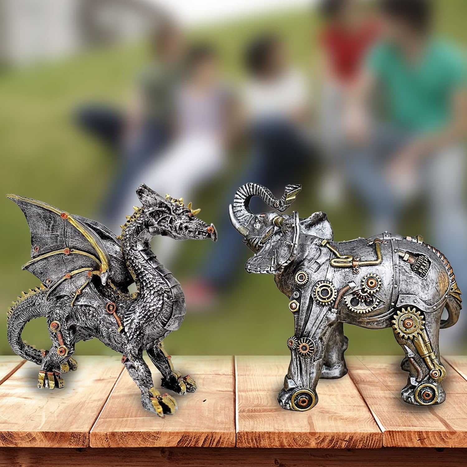 Steampunk Style Elephant Sculpture Modern Home Decor Resin Statue