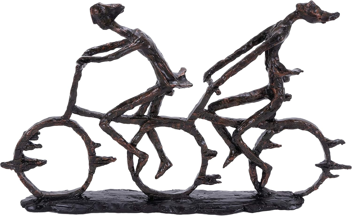 Deco 79 Polystone People Statue with Bike Brass